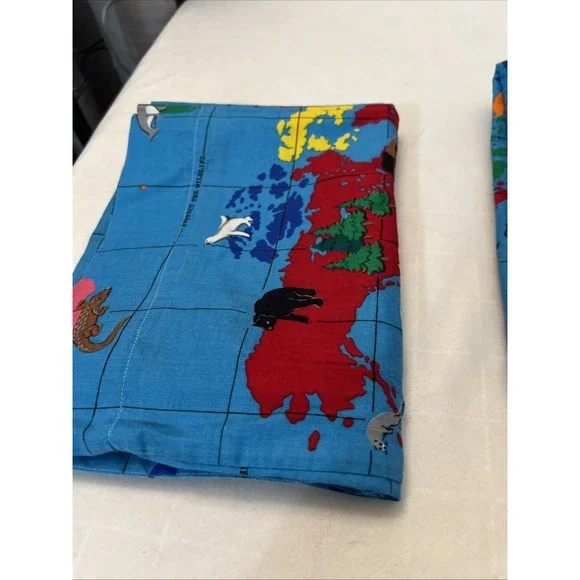 Vintage Wild Animal Safari Jungle Endangered Extinction Pair Pillowcases Blue - Picture 8 of 9